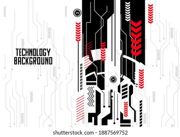 Technology Vector illustration Abstract futuristic circuit board,  hi-tech computer digital technology concept, Red for your design on  White background color background.  HUD UI interface GUI screen 