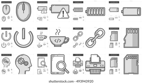 Technology vector line icon set isolated on white background. Technology line icon set for infographic, website or app. Scalable icon designed on a grid system.