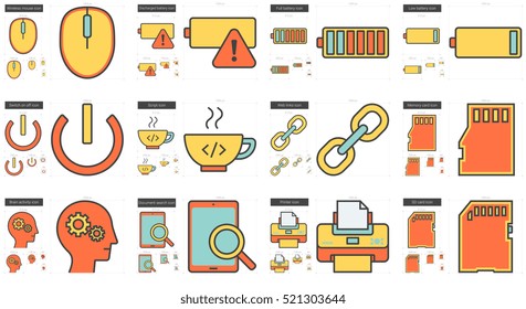 Tecnologia vetor linha ícone conjunto isolado no fundo branco. Conjunto de ícones de linha de tecnologia para infográfico, site ou aplicativo. Ícone escalável projetado em um sistema de grade.