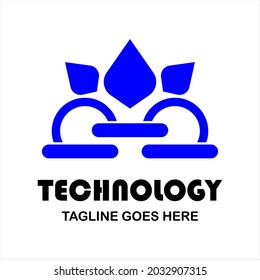 logotipo vectorial de tecnología para empresa o grupo, logotipo abstracto dos botones conectados y hojas, plantilla moderna, logotipo simple y minimalista, justo lo que se desea