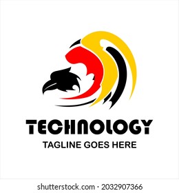 technology vector logo for company or group, abstract logo whirlwind wing eagle illustration, modern template, simple and minimalist logotype, just what you want