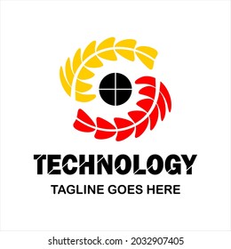logotipo vectorial de tecnología para empresa o grupo, redondo de logotipo abstracto y hoja, plantilla moderna, logotipo simple y minimalista, justo lo que se desea