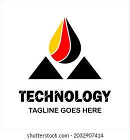 technology vector logo for company or group, abstract logo water and mountains, modern template, simple and minimalist logotype, just what you want