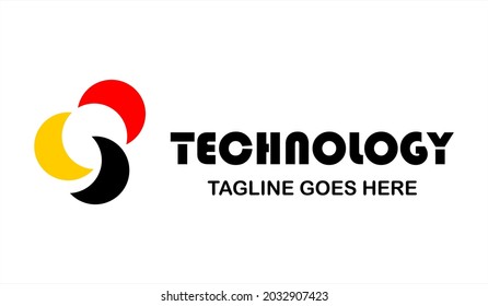 Technologie-Vektorlogo für Unternehmen oder Gruppen, abstraktes Logo mit drei oder drei Crescents, moderne Vorlage, einfaches und minimalistisches Logo, genau das, was Sie wollen