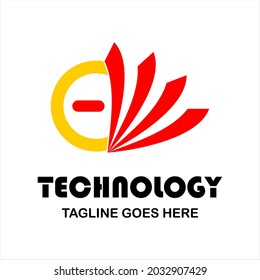 logotipo vectorial de tecnología para empresa o grupo, botón de logotipo abstracto y elemento de ala, plantilla moderna, logotipo simple y minimalista, justo lo que desee