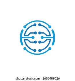 Tecnología - plantilla de logotipo vectorial para identidad corporativa. Ilustración de concepto de tecnología de Internet y de red. Logotipo de tecnología de círculo