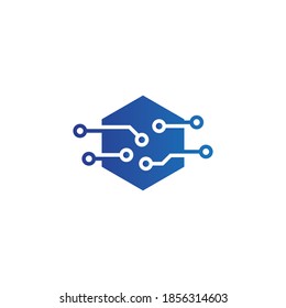 Tecnología - plantilla de logotipo vectorial para identidad corporativa. Signo de chip abstracto. Icono de concepto de red, tecnología de internet. Tecnología vectorial moderna, icono tecnológico.