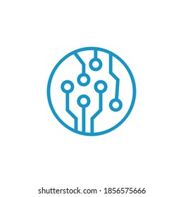 Technology - vector logo template for corporate identity. Abstract chip sign. Network, internet, Computer, Communication, Tech Icon. Circuit board logo.