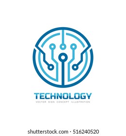 Technology - vector logo template for corporate identity. Abstract chip sign. Network, internet tech concept illustration. Design element.