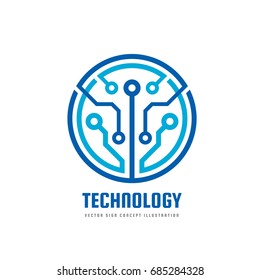 Technology - vector logo template for corporate identity. Abstract chip sign. Network, internet tech concept illustration. Design element.