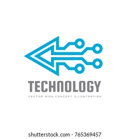 Technology - Vector Logo Template For Corporate Identity. Triangle Arrow Abstract Chip Sign. Network, Internet Tech Concept Illustration. Design Element.