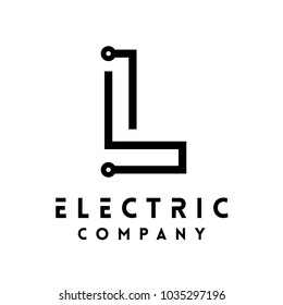 Technology vector Logotype forming the letter L. Minimal design electric circuit board logo.