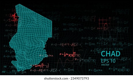Technology vector map of chad, futuristic modern website background or cover page .