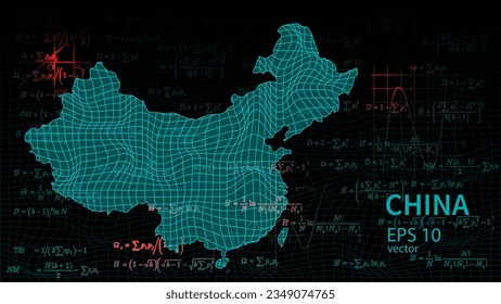 Technology vector map of china, futuristic modern website background or cover page .
