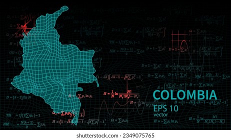 Technology vector map of colombia, futuristic modern website background or cover page .