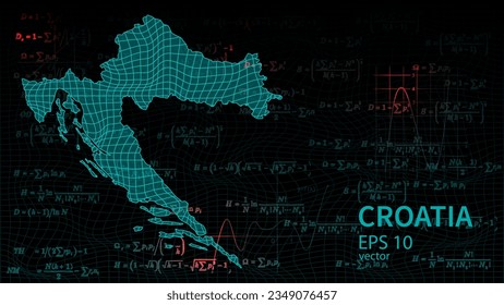 Technology vector map of Croatia, futuristic modern website background or cover page .