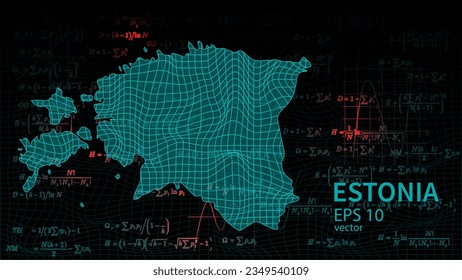 Technology vector map of Estonia, connection futuristic modern website background or cover page .
