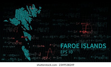 Technology vector map of faroe islands, connection futuristic modern website background or cover page .