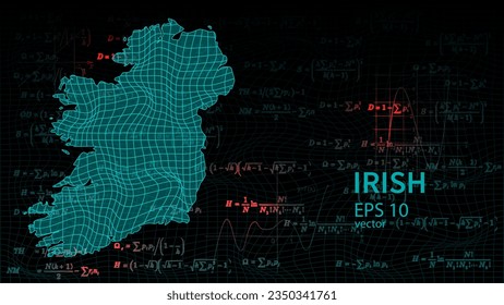 Technology vector map of Irish, connection futuristic modern website background or cover page .