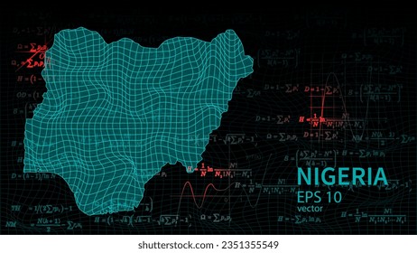 Technology vector map of Nigeria, connection futuristic modern website background or cover page .