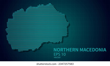 Technologie-Vektorkarte von Nordmakedonien, futuristische moderne Website-Hintergrund oder Titelseite .