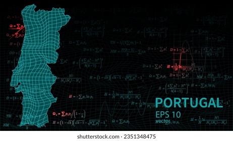 Technology vector map of Portugal, connection futuristic modern website background or cover page .