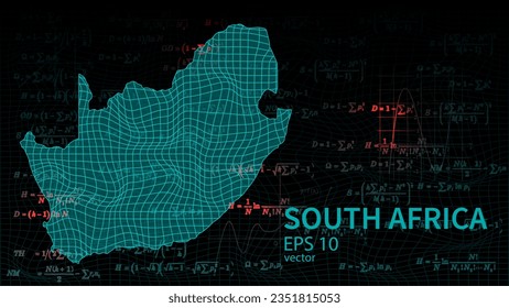 Technology vector map of South Africa, connection futuristic modern website background or cover page .