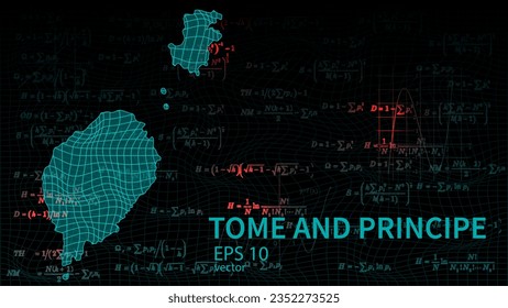Technology vector map of Tome and Principe, connection futuristic modern website background or cover page .
