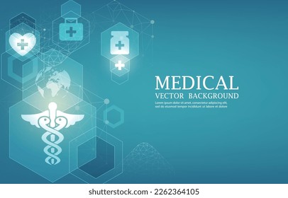 Technology vector medical background.geometric hexagon.blue wallpaper.polygon concept