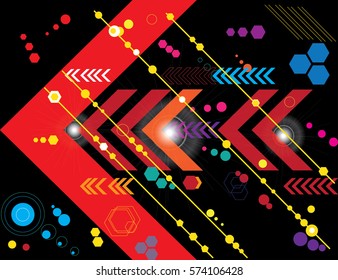 Technology vector pattern on black background.