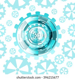 Technology. Vector seamless background. cog wheel.