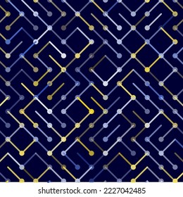 Technology Vector seamless pattern. Geometric striped ornament. Monochrome linear background