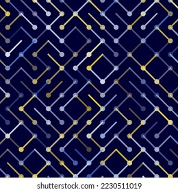 Technology Vector seamless pattern. Geometric striped ornament. Monochrome linear background