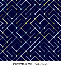 Technology Vector seamless pattern. Geometric striped ornament. Monochrome linear background