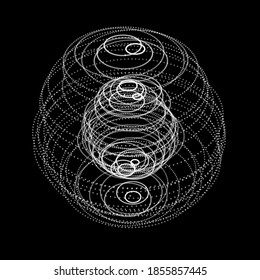 Esferas vectoriales de tecnología con puntos de conexión. Estructura de red abstracta digital.