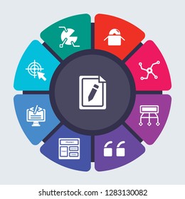 technology vector template for infographics. Business concept with 9 options, steps, parts, segments. Banner infographic cycling diagram, round chart, Text editor, Structural Elements icons