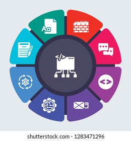 technology vector template for infographics. Business concept with 9 options, steps, parts, segments. Banner infographic cycling diagram, round chart, Frameworks, Font, Firewalls, Engagement icons