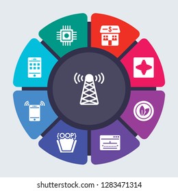 technology vector template for infographics. Business concept with 9 options, steps, parts, segments. Banner infographic cycling diagram, round chart, Reach, Raster Images, Property icons