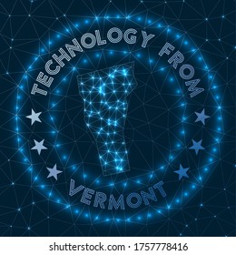 Technology From Vermont. Futuristic geometric badge of the US state. Technological concept. Round Vermont logo. Vector illustration.