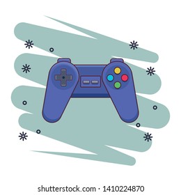 technology video game controller cartoon  over blue splash background with stars vector illustration graphic design