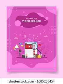 Technologie-Video-Suchkonzept für Vorlage von Bannern, Flyer, Bücherbezug, Magazine mit flüssiger Form