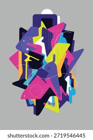 Tecnología realidad virtual de las personas, Vector abstracto de inteligencia artificial ilustración colorida
