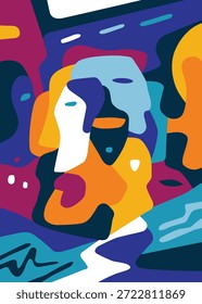 Tecnología realidad virtual de las personas, Vector abstracto de inteligencia artificial ilustración colorida