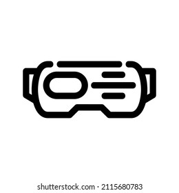 Tecnología Virtual Reality VR anteojos estilo de contorno vectorial de iconos, para juegos de computadora de interfaz de usuario y diseño web. Auricular de la realidad virtual
