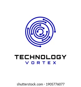 Technology Vortex Line Art Logo Design Vector