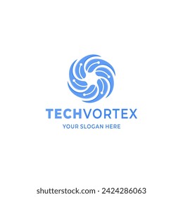 Technology vortex logo, this logo is very suitable for your business or brand that focuses on developing the technology sector, website design, and the like