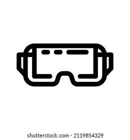Technology VR glasses icon vector outline style, for user interface computer game and web design. Headset of virtual reality