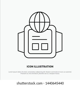 Technology, Watch, World Line Icon Vector