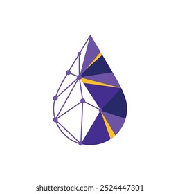 Tecnologia de design de logotipo de gota d'água. Logotipo de tecnologia de gota de água e design de vetor de ícone digital de gota de água
