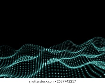 Technology Wave Background. Points Scientific Backdrop. 3d Texture. Abstract Surface Pattern. Vector illustration